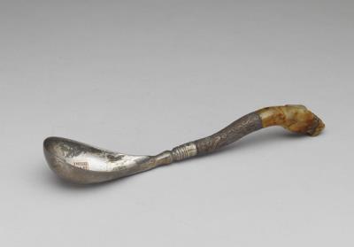 图片[2]-Silver jade-inlaid eating utensil with wood handle, Qing dynasty, 18th-19th century-China Archive
